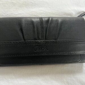 COACH  Soho Trifold Pleated Black Genuine Leather Wallet